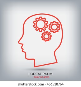 Line icon-   gear in head