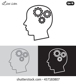 Line icon-   gear in head