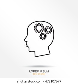 Line icon-   gear in head