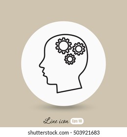 Line icon-   gear in head