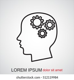 Line icon-   gear in head