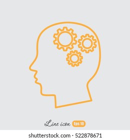 Line icon-   gear in head