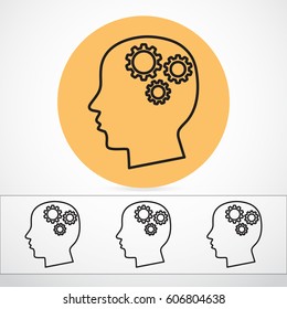 Line icon-   gear in head