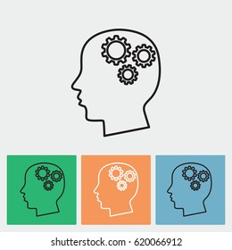 Line icon-   gear in head
