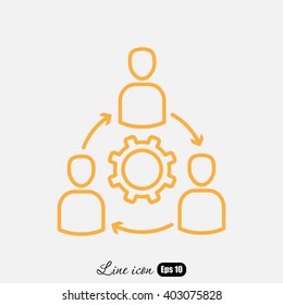 Line icon- gear people