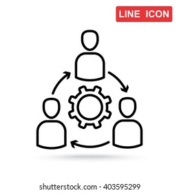 Line icon- gear people