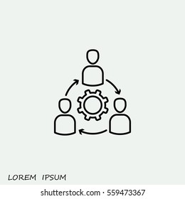 Line icon- gear people
