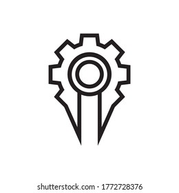 line icon gear work vector isolated on white background