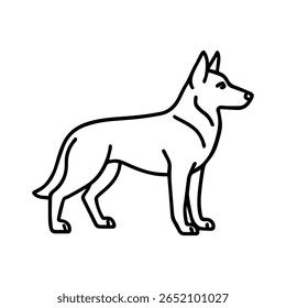ícone de linha Vetor cão pastor alemão no fundo branco
Ícone de vetor da raça do cão no fundo branco