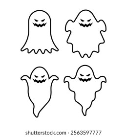 line icon ghost vector flat illustration white background