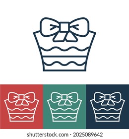 Line icon gift with bow
