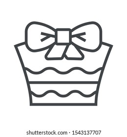 Line icon gift with bow. Simple vector illustration with ability to change.
