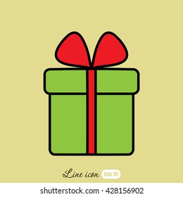 Line icon- gift  box