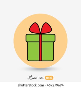 Line icon- gift  box