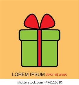 Line icon- gift  box