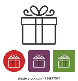 Icono de línea de caja de regalo en diferentes variantes 