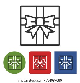 Line icon of gift box in different variants 