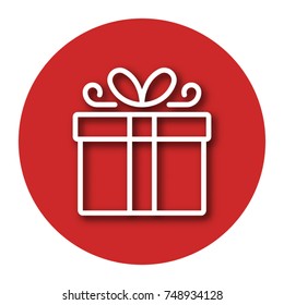 Line icon of gift box with shadow. EPS 10