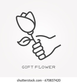 Line icon gift flower