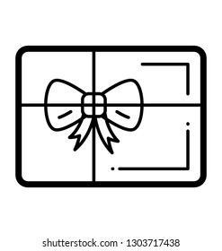 Line icon of a gift parcel 