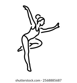 A line icon of a girl doing acrobatic pose 