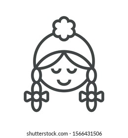 Line icon girl in winter hat. Simple vector illustration with ability to change.