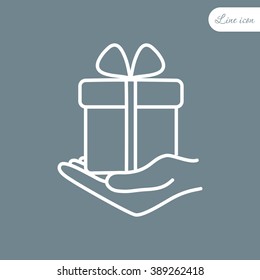 Line icon-  give a gift