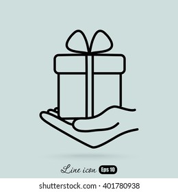 Line icon-  give a gift