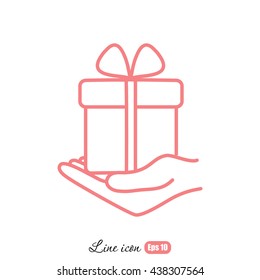 Line icon-  give a gift