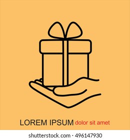 Line icon-  give a gift
