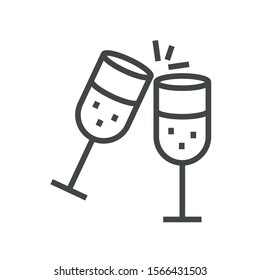 Line icon glass of champagne. Simple vector illustration with ability to change.