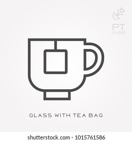 Line icon glass with tea bag