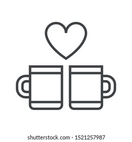 Line icon glasses for two. Simple vector illustration with ability to change.