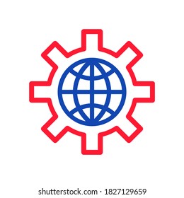 Line icon of global set up business. Editable stroke vector good for business, corporate, office, sign and symbol