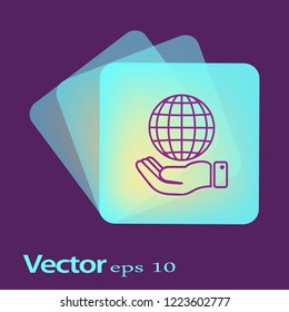 Line icon- Globe and hand