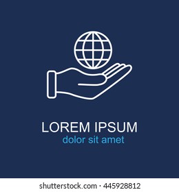 Line icon- Globe and hand