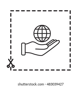 Line icon- Globe and hand