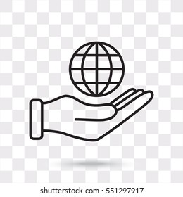 Line icon- Globe and hand
