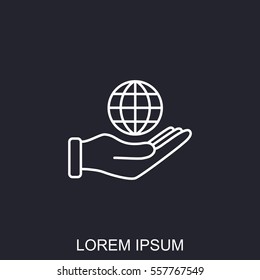 Line icon- Globe and hand