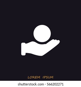 Line icon- Globe and hand