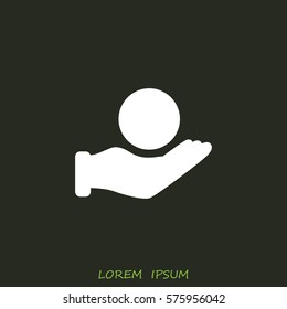 Line icon- Globe and hand