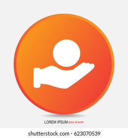 Line icon- Globe and hand
