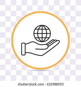 Line icon- Globe and hand