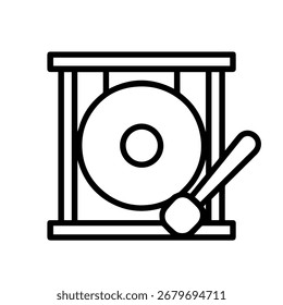 Icono de línea Vector de gong sobre un fondo blanco Icono de Vector sobre un fondo blanco