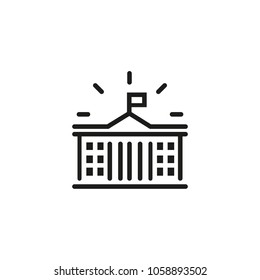 Line icon of government building. Courthouse, university, museum. Court concept. Can be used for topics like legislation, architecture, government