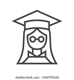 Line icon graduate. Simple vector illustration with ability to change.