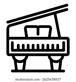 Line icon of a grand piano, a classic musical instrument, ready to be played