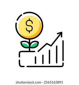 Line icon graph. data, bars and economic growth elements for business infographics. visualization of data statistics and analytics. isolated on white background. vector illustration