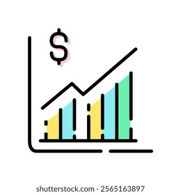Line icon graph. data, bars and economic growth elements for business infographics. visualization of data statistics and analytics. isolated on white background. vector illustration