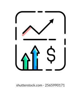Line icon graph. data, bars and economic growth elements for business infographics. visualization of data statistics and analytics. isolated on white background. vector illustration